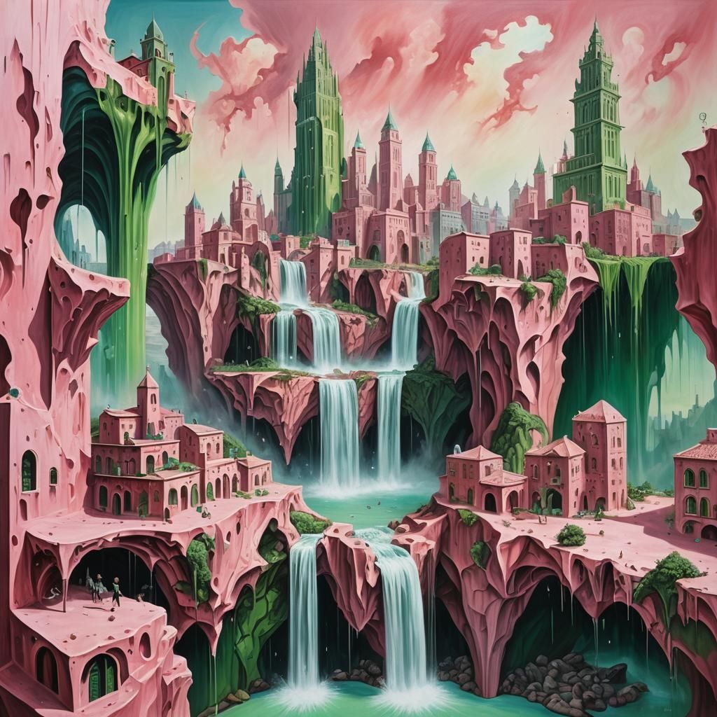 Magical Crystal City in the Sky: Surrealism Style