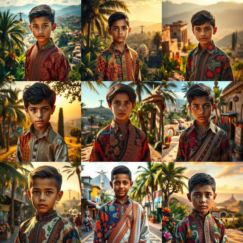 Exotic Fusion Boy in Traditional Attire