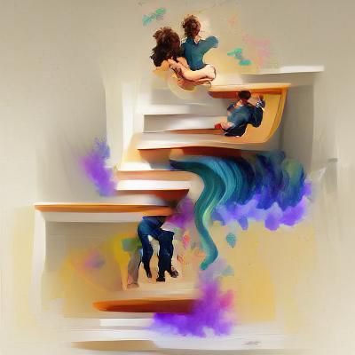 Surreal Descent: Figures Falling into Abstract Space