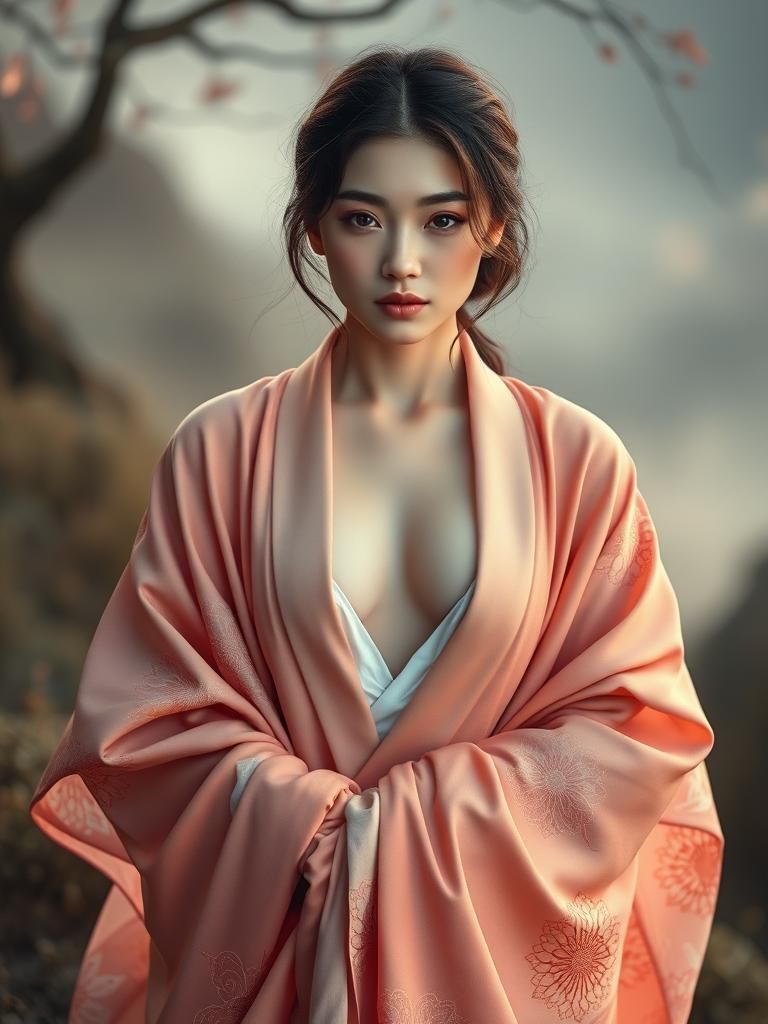 Ethereal Kimono Portrait with Dreamlike Lighting