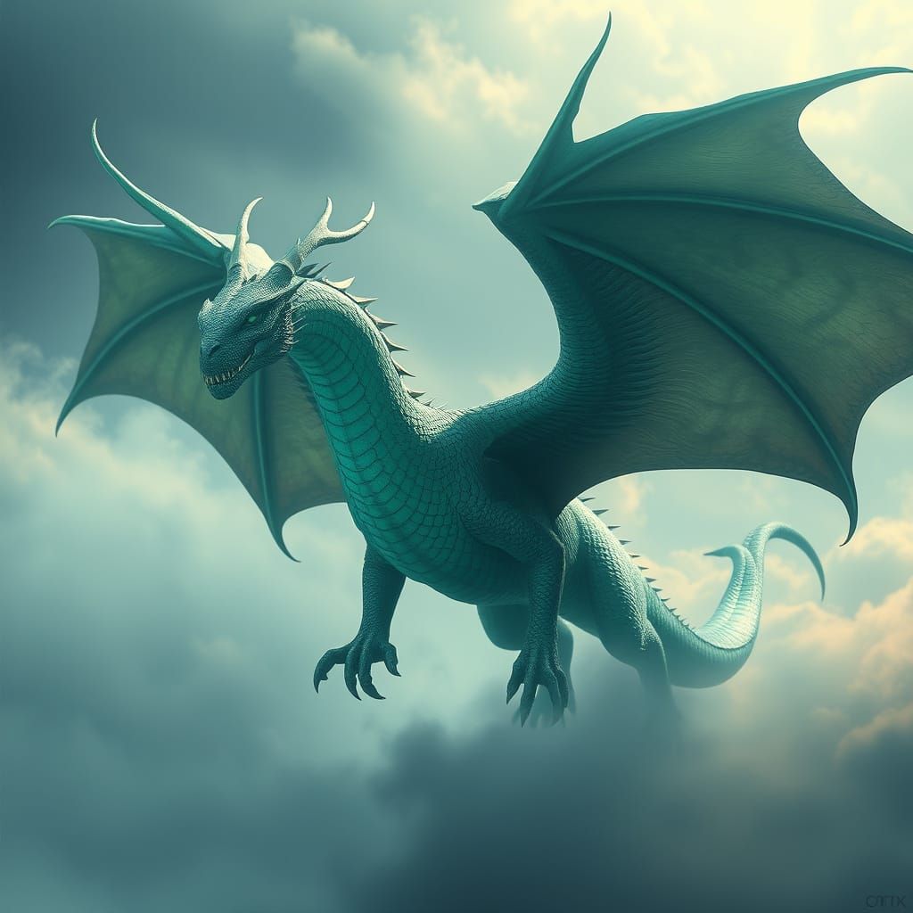 Titanus Dragon Soaring in Dystopian Future