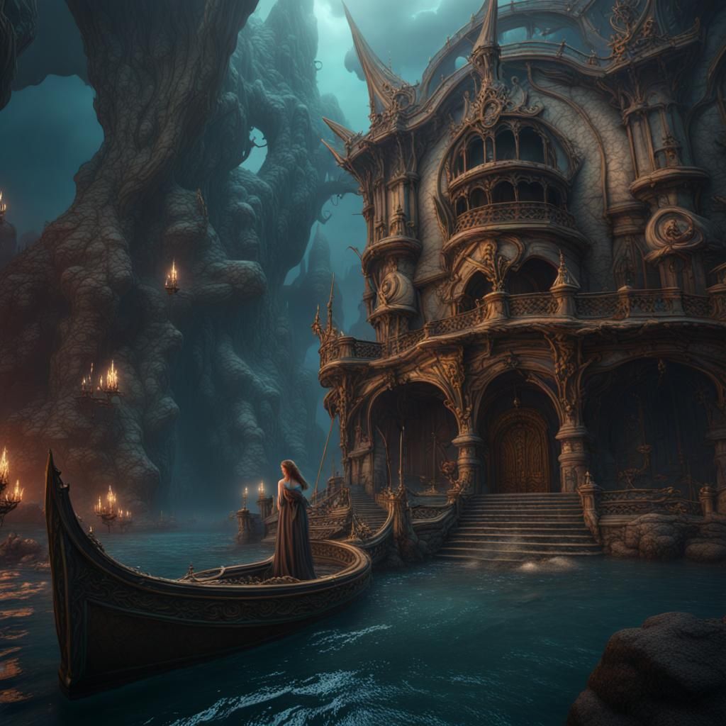 Detailed Siren Matte Painting in Deep Color