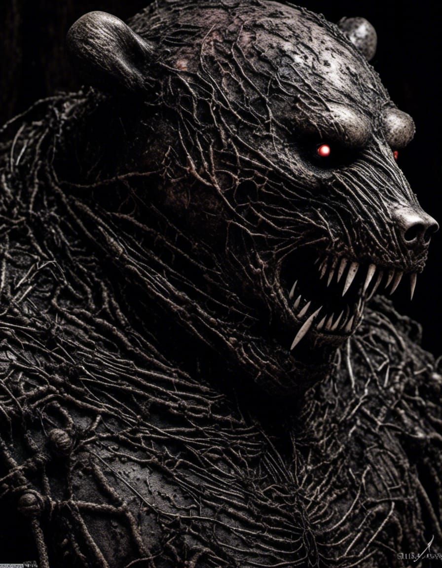 Infernal Obese Bear Portrait in Dark Occult Style