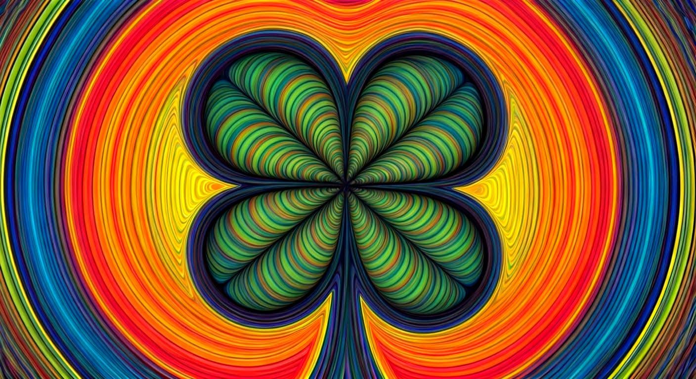 Vivid Four-Leaf Clover in Hippie Graffiti Art
