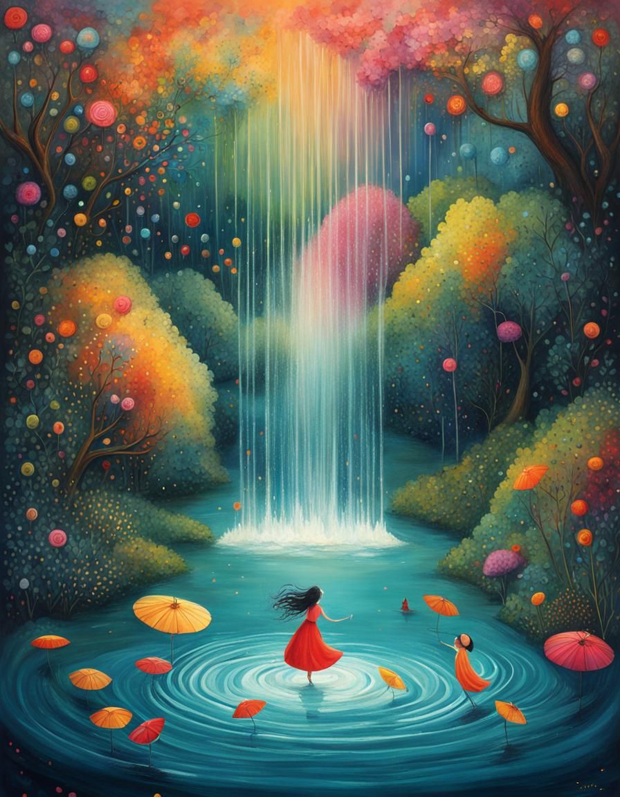 Whimsical Water Illustration in a Magical Style