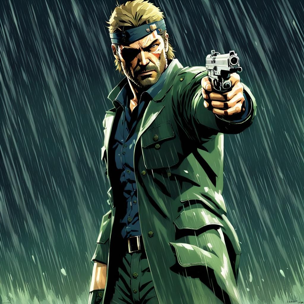 Big Boss Action Pose in Anime Style