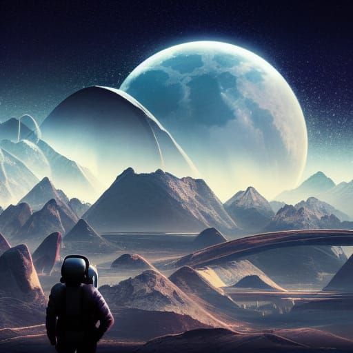 Futuristic Moon Base City in Fantasy Art Style