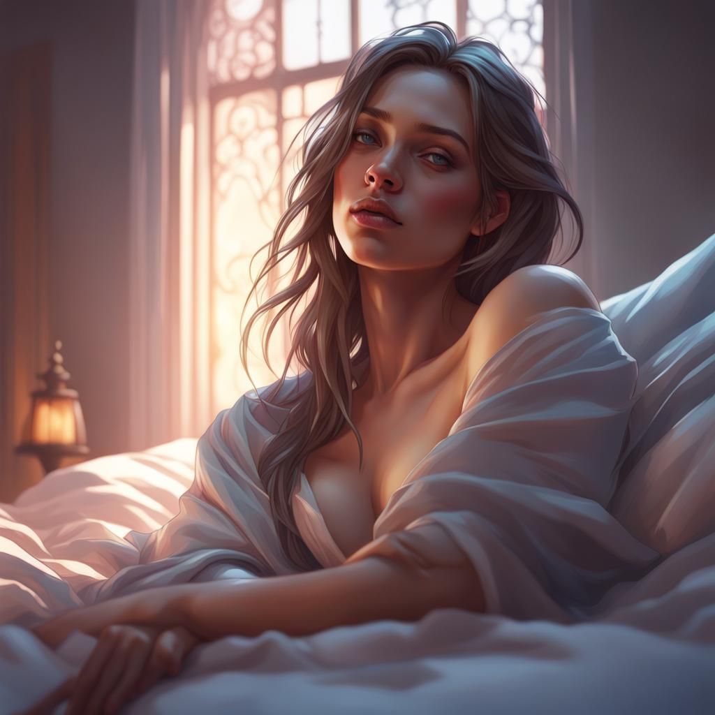 Intricate Portrait of a Girl in Bed