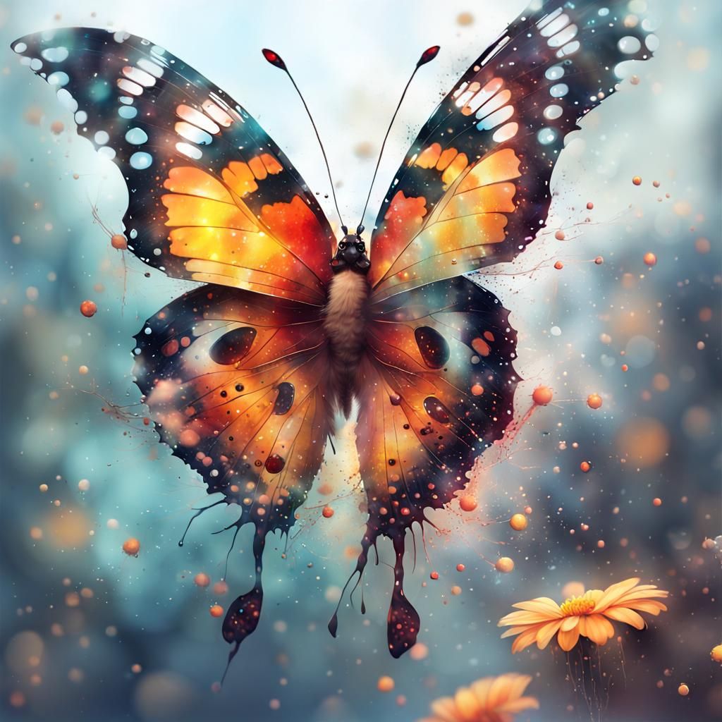 Adorable Butterfly in Mixed Media Photoillustration