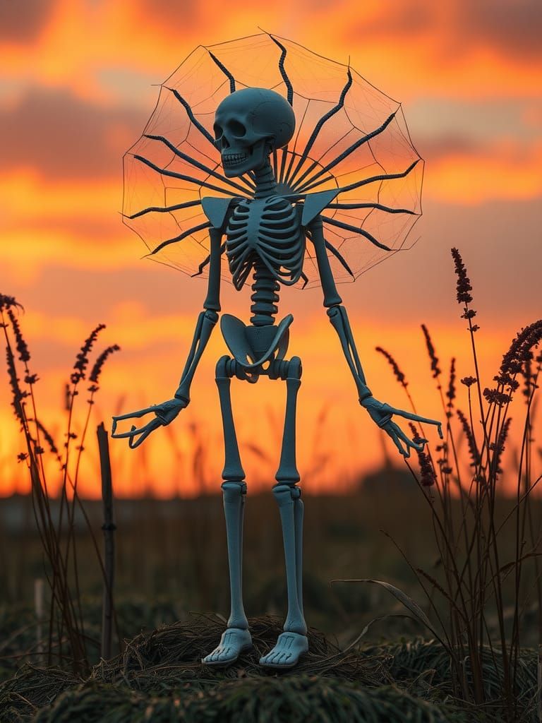 Anthropomorphic Figure in Sunset Photorealm