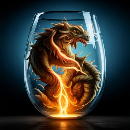 Dragon in a Bottle: Detailed Digital Art