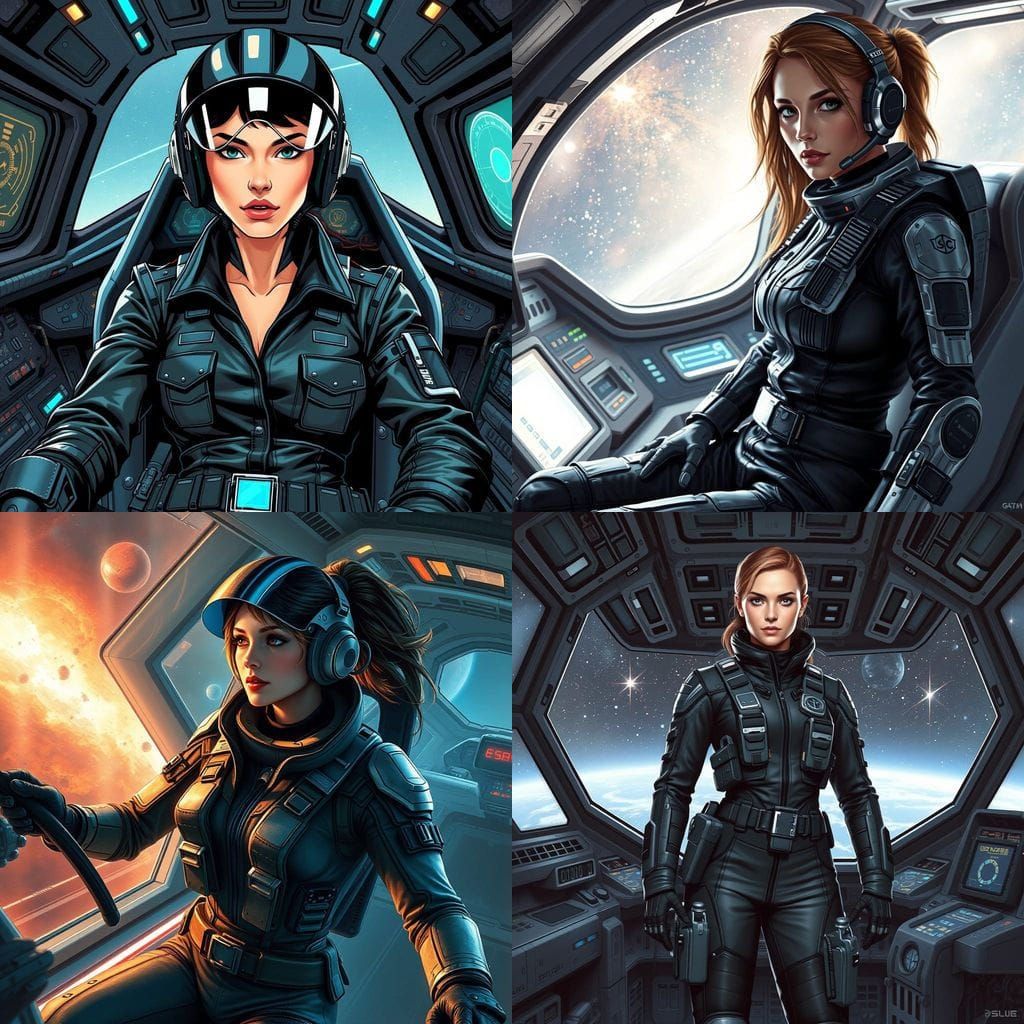 Female Space Pilot in a Sci-Fi Spaceship