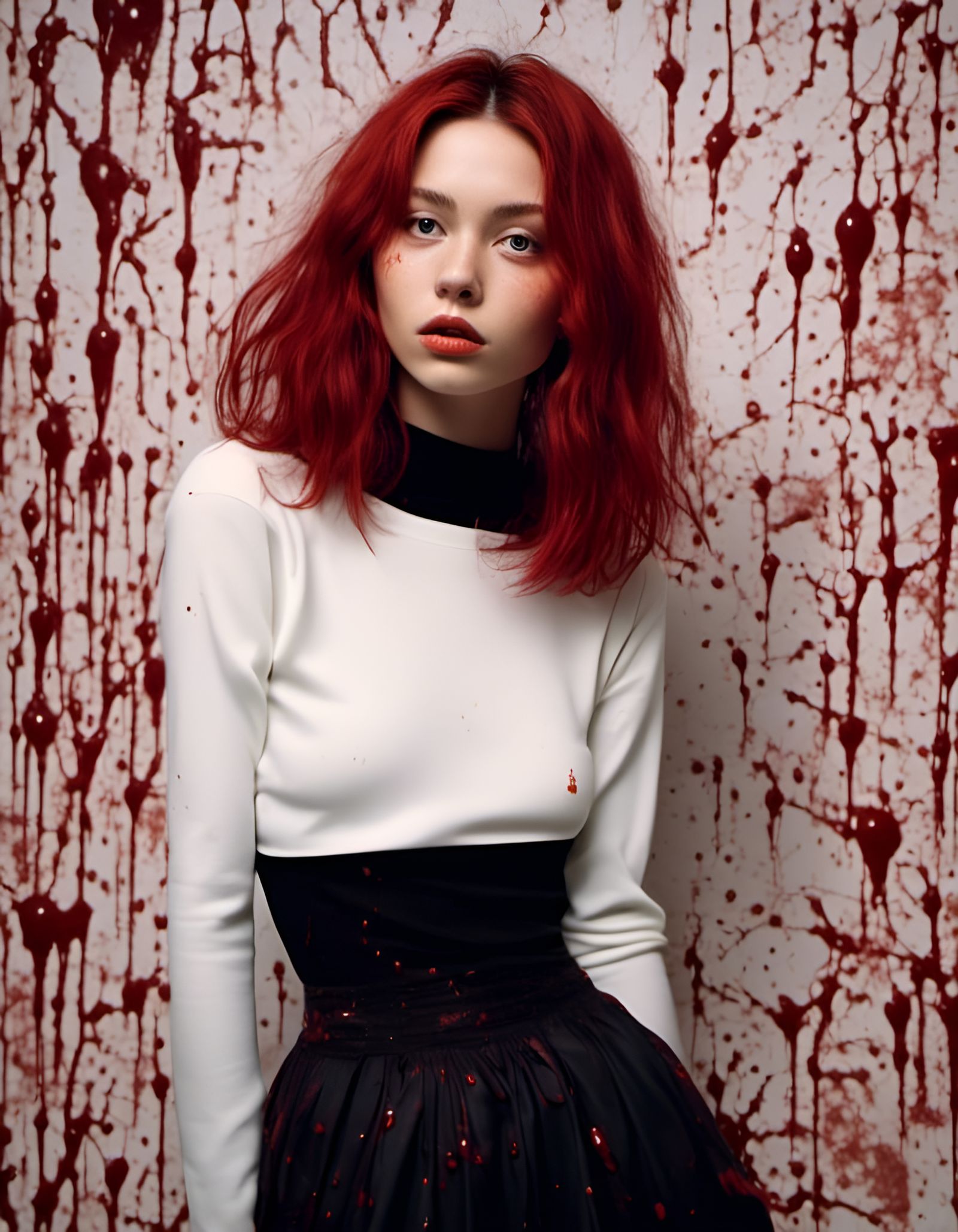 Minimalist Fashion Photo with Splatter Graffiti Style