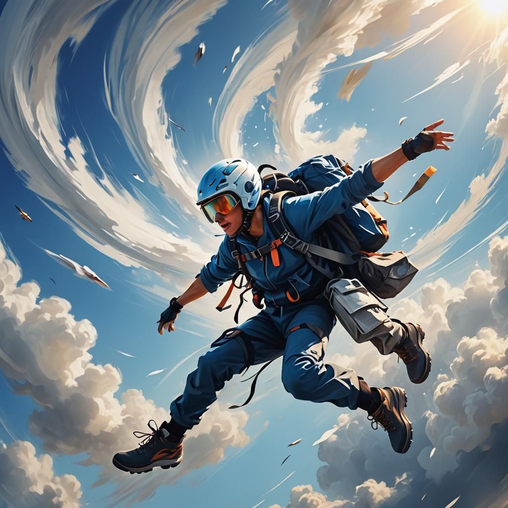 Skydiver's Descent: Extreme Sports Concept Art