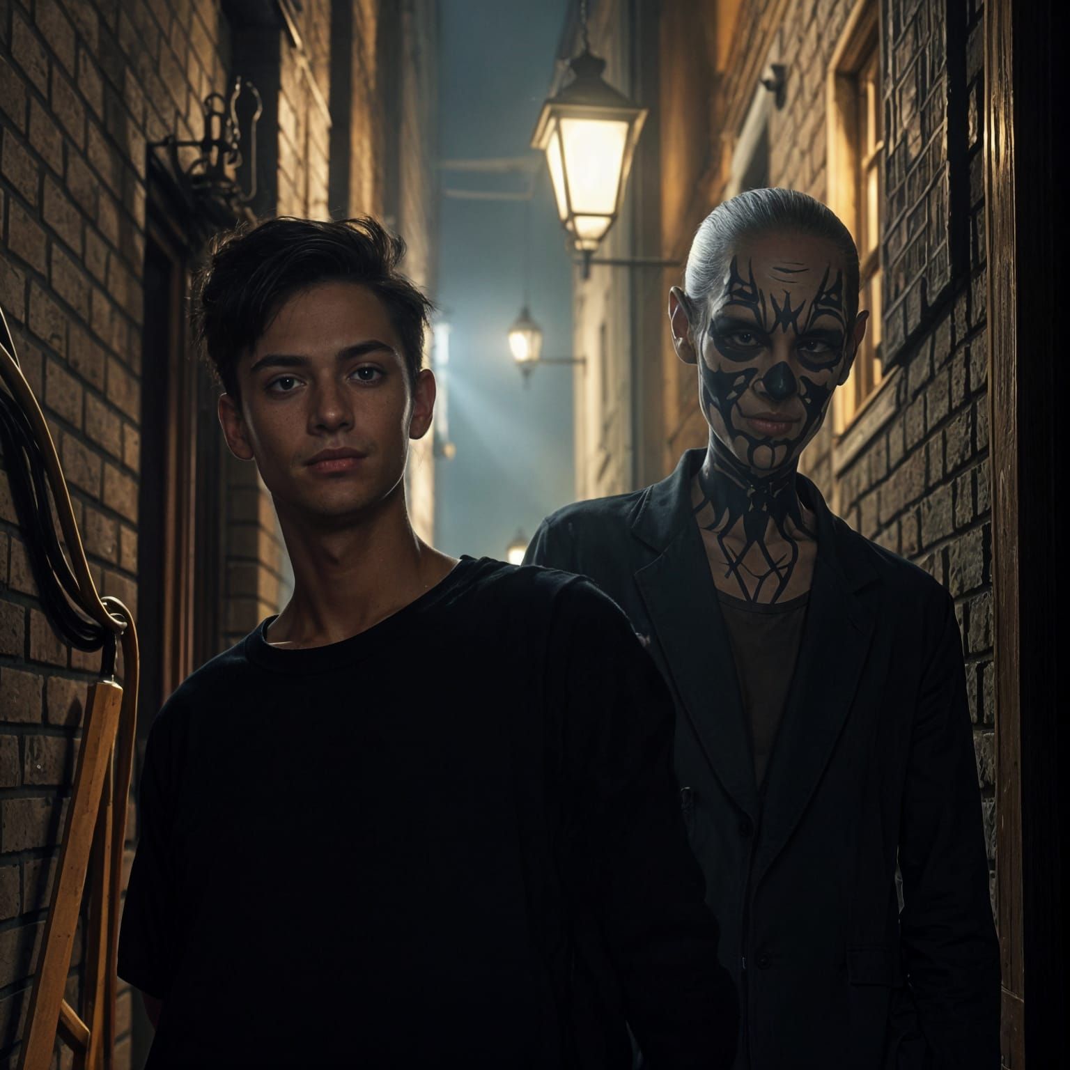 Surreal Doppelganger Encounter in a Single Frame