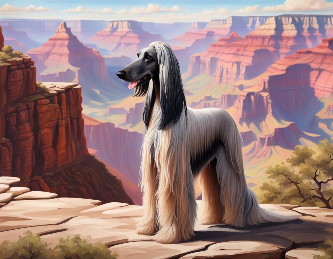 Afghan Hound in the Grand Canyon