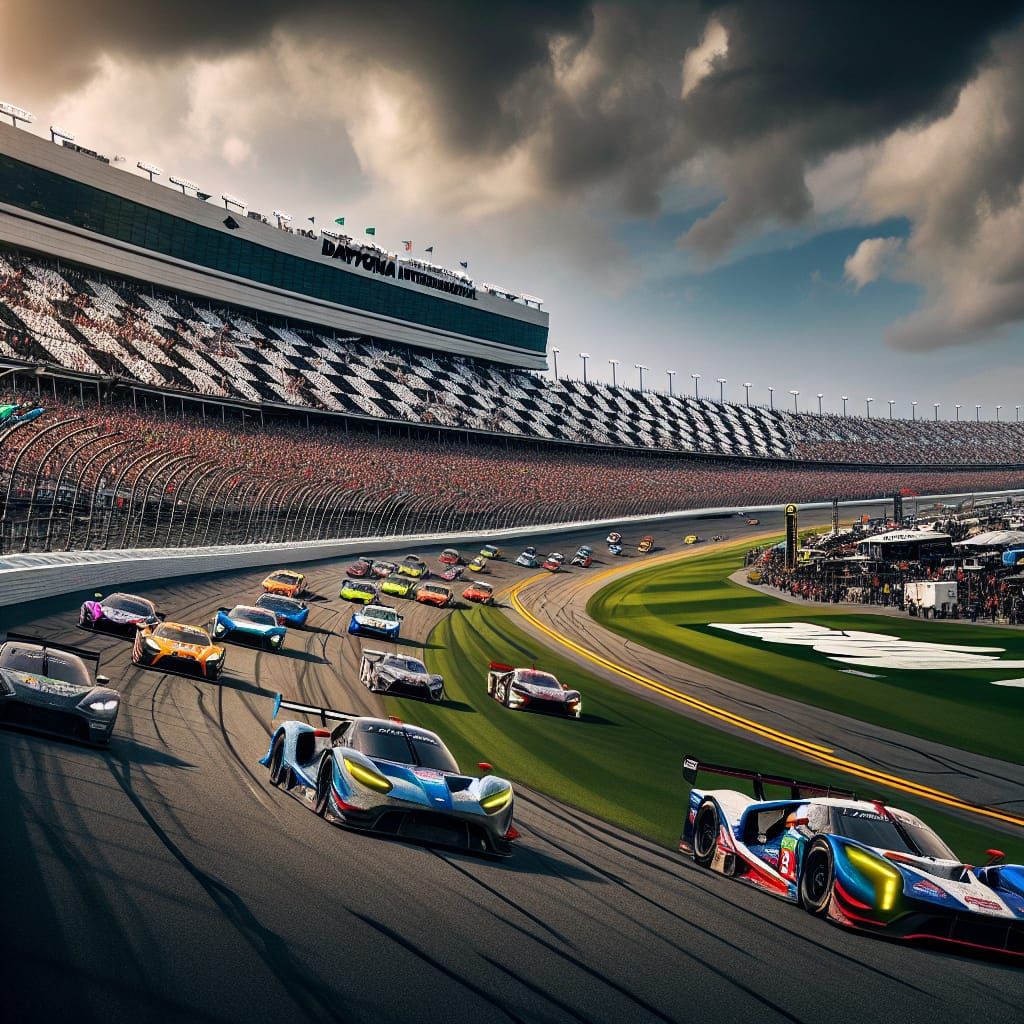 High-Speed NASCAR Racing at Daytona Speedway