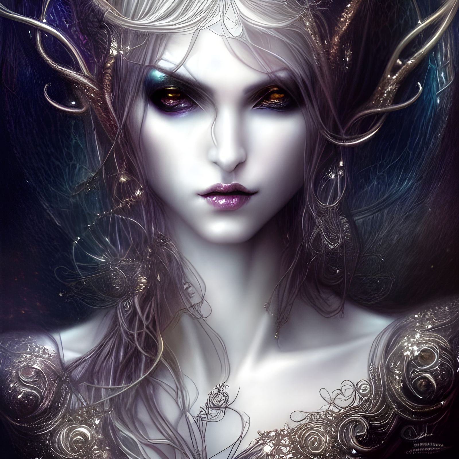 Elegant Dark Elf Portrait in a Sinister Style