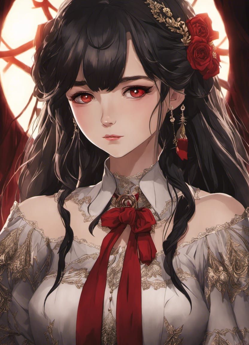 Crimson-Eyed Vampire About to Bite, Anime Style