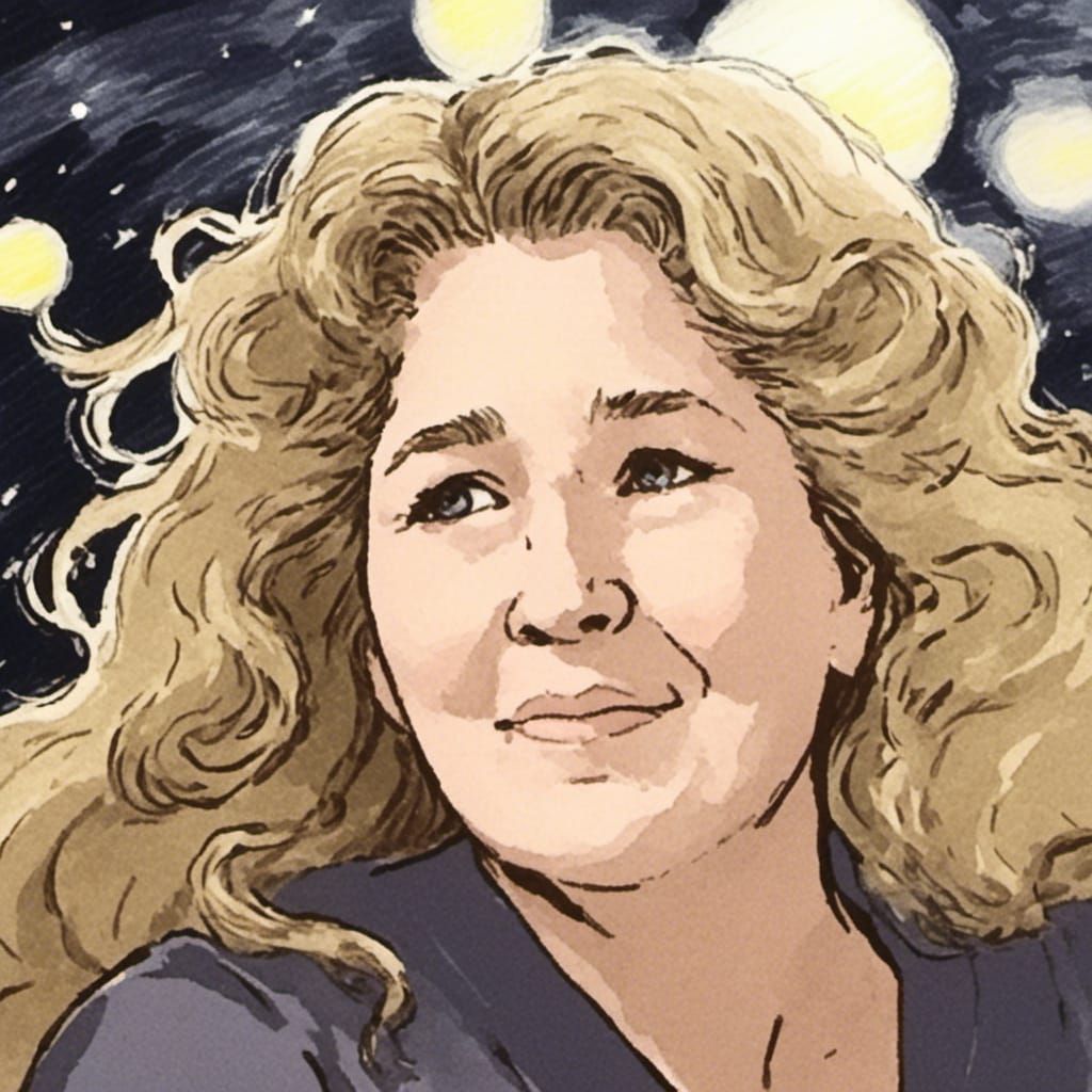 Anime Portrait Gazing at Stars by Moonlight