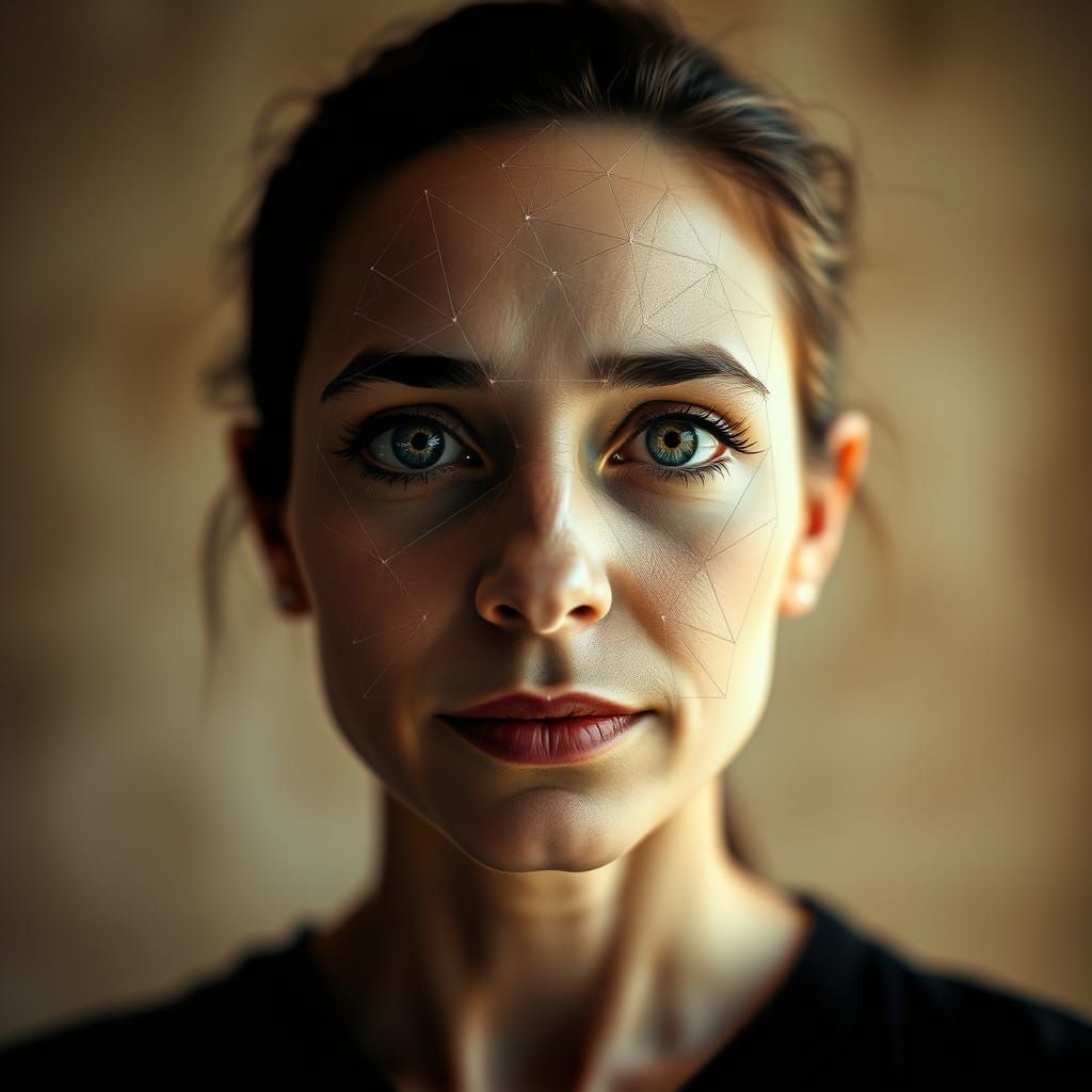 Geometric Teacher Face Mosaic Cinematic Photo