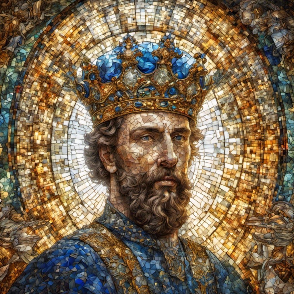 Stained Glass Portrait of a Lordly King