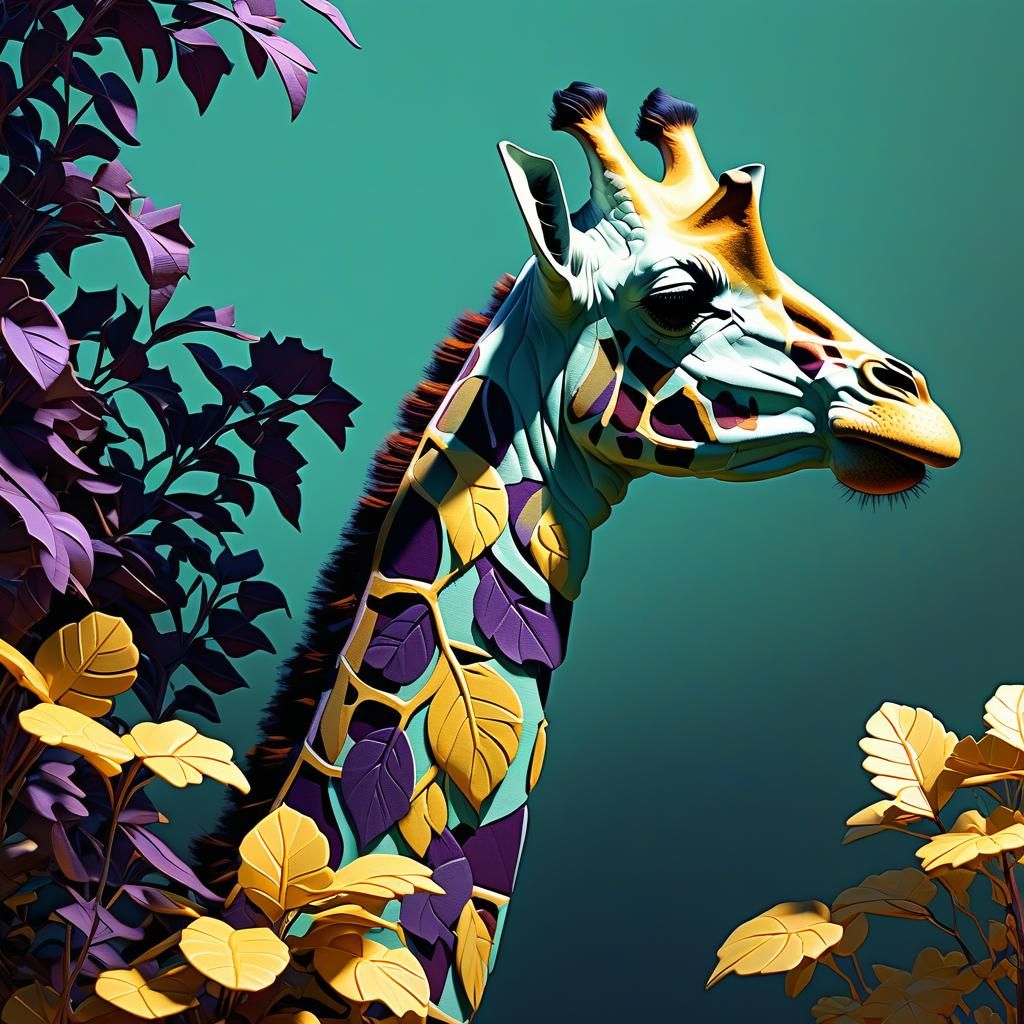 Intricate Giraffe Shrub in Dark Fantasy Style