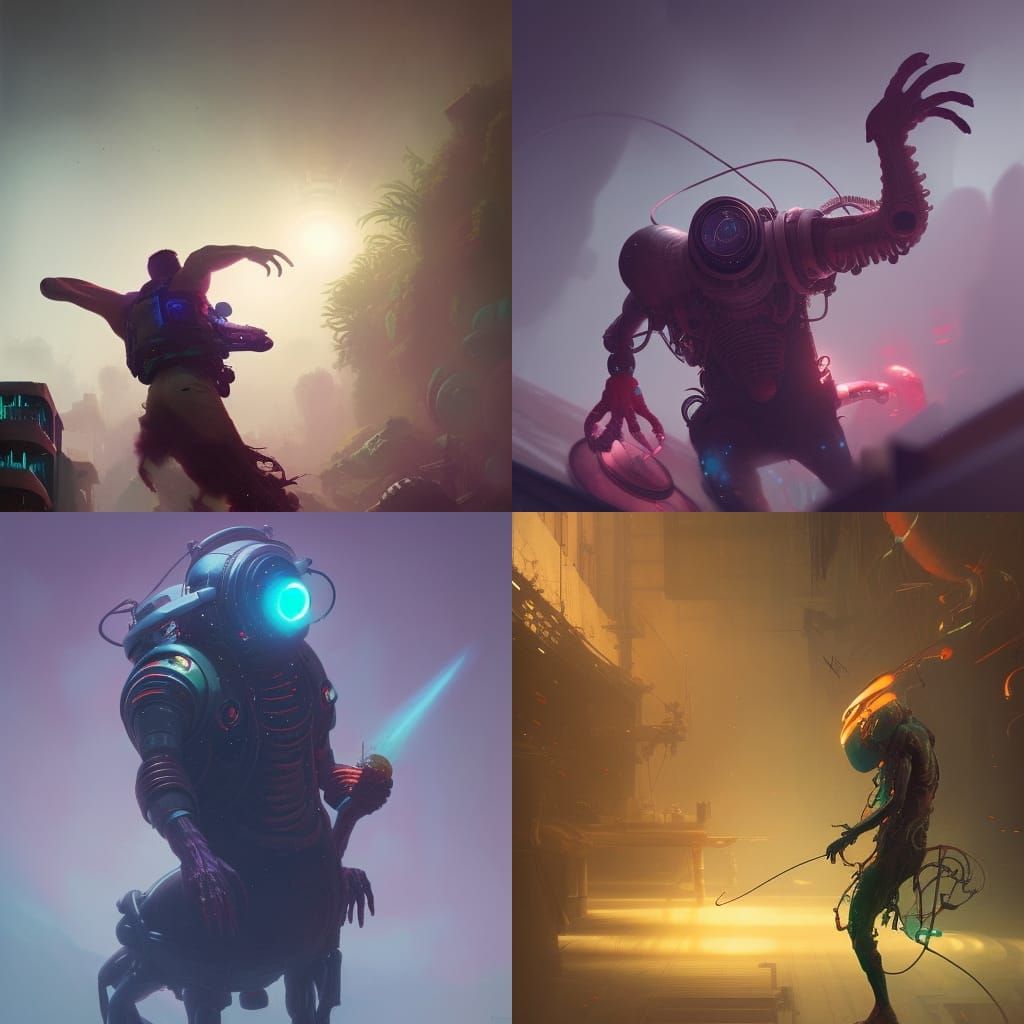 DJ Music Man in Biopunk Style, Detailed Painting