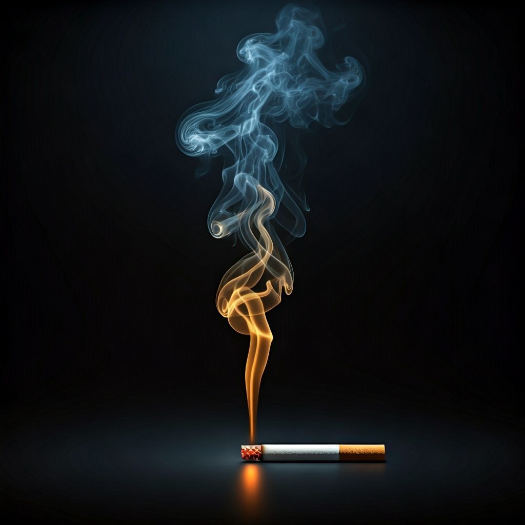 Golden Cigarette Smoke Creates Ghostly Figure