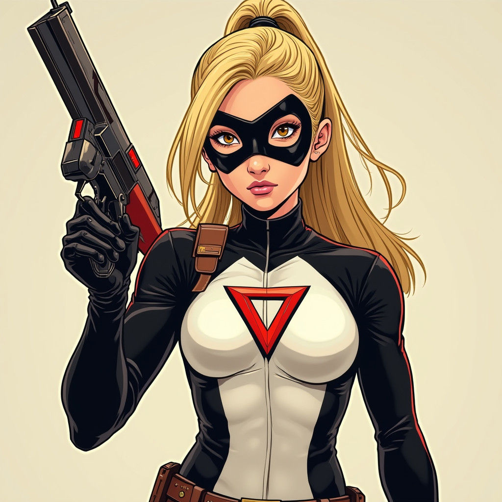 Teen Girl Superhero with Blaster, Comic Book Art