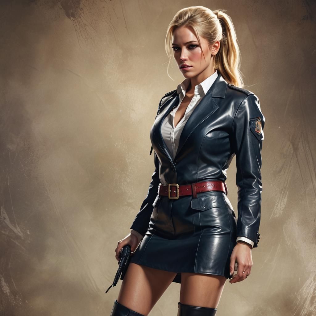 Blonde Secret Service Agent Portrait in Digital Art