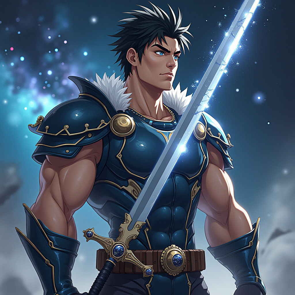 Anime Warrior in Cosmic Dragon Armor