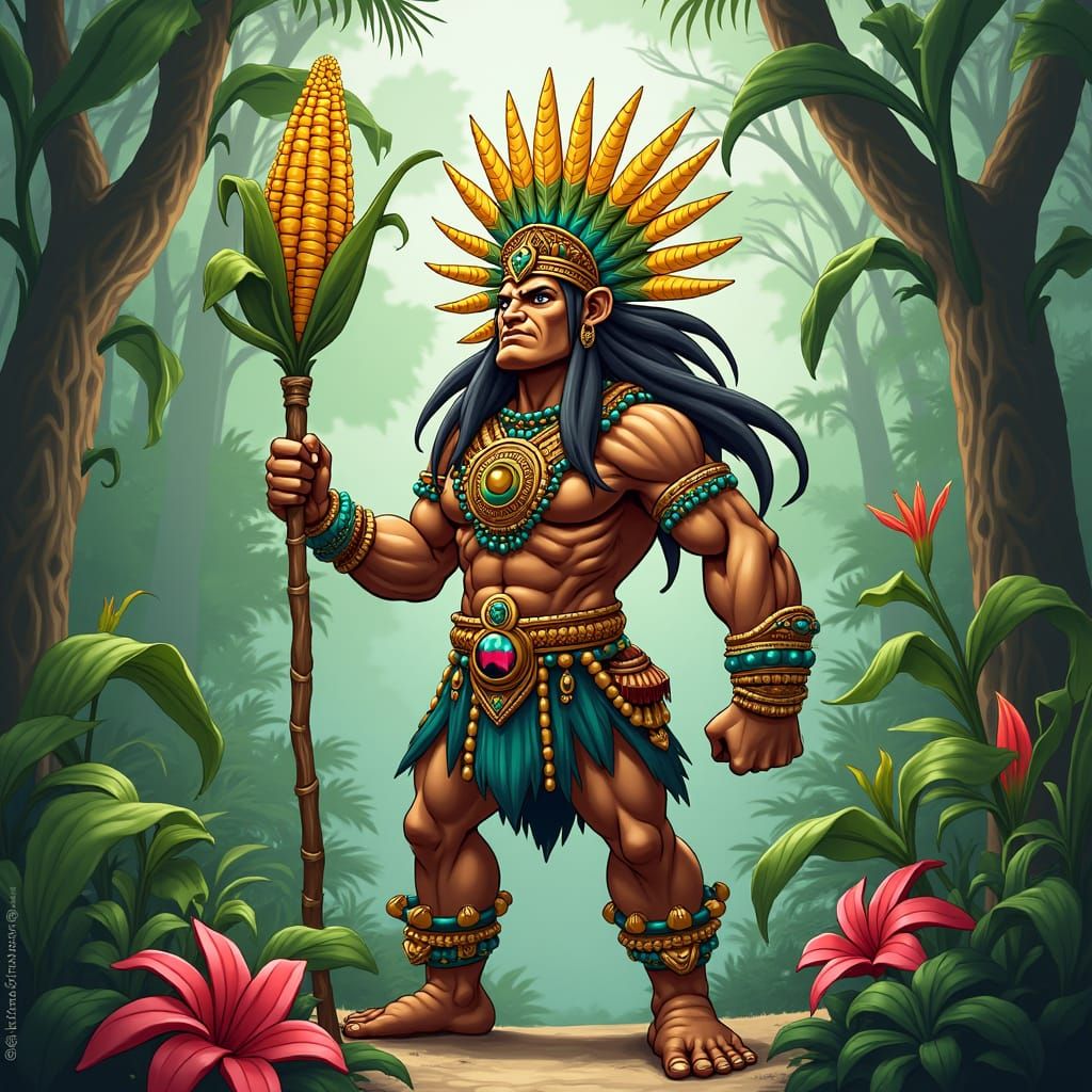 Yum Kaax: Mayan Corn God in Jungle