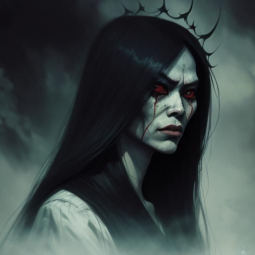 Sinister Pontianak in Dark Fantasy Style