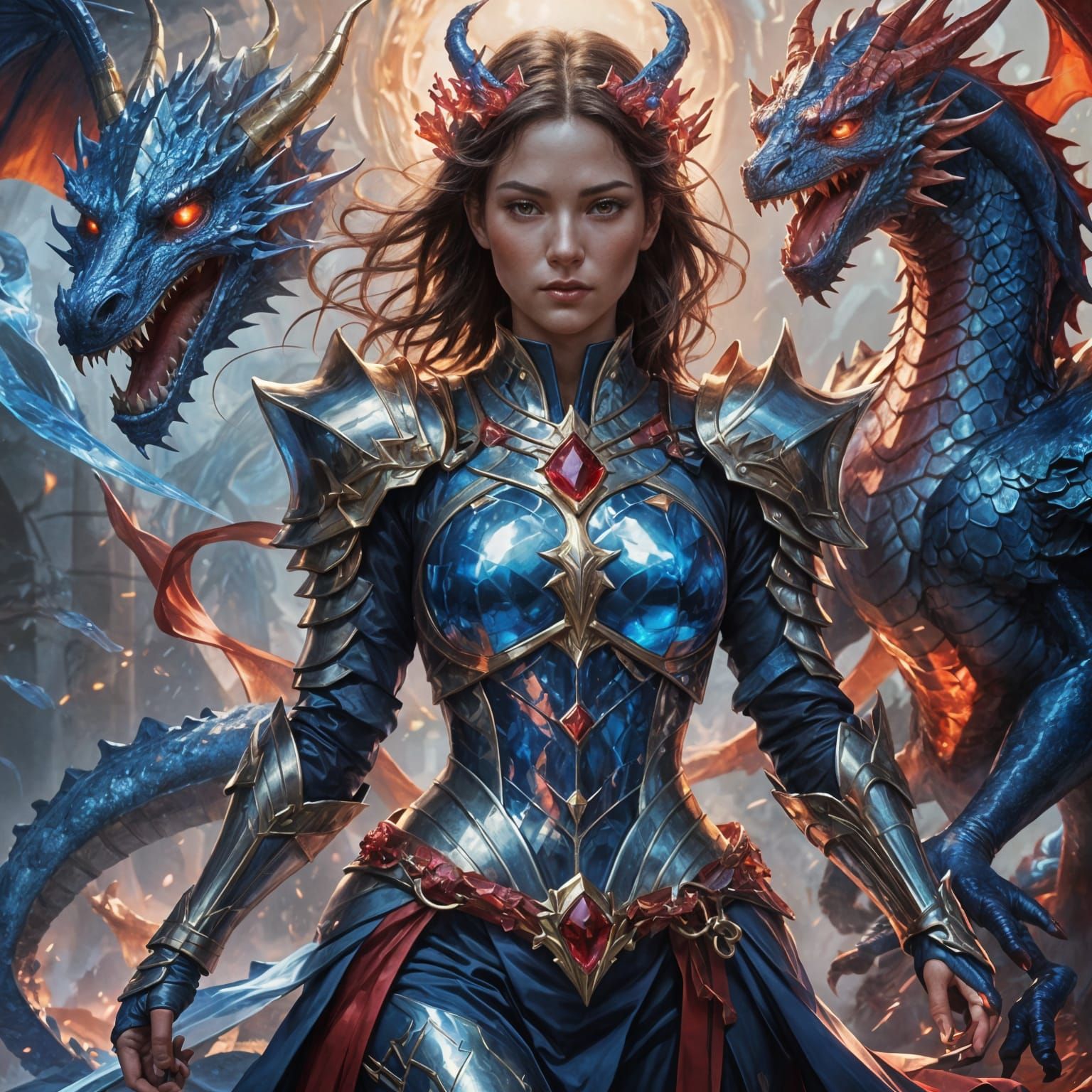 Knight on Dragon: Hyperdetailed Digital Portrait