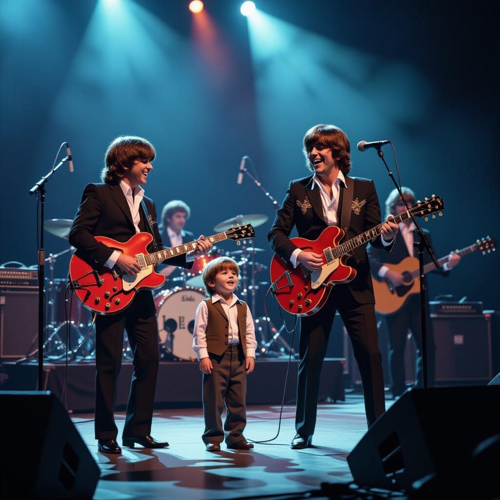 The Beatles Perform with Smiling Boy Jindra on Stage