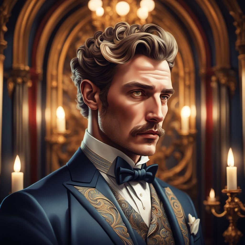 1850s Gentleman Portrait in Art Nouveau Style