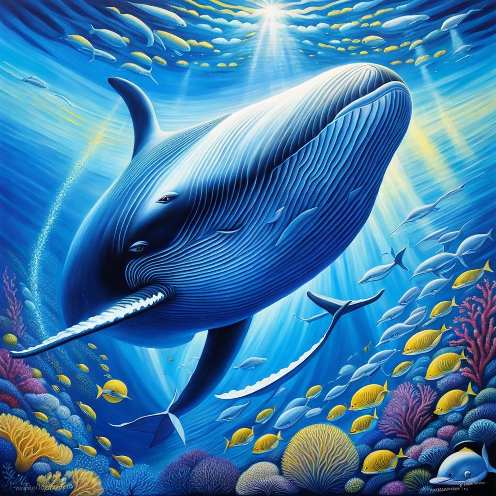 Majestic Sperm Whale Portrait in Oil Paint