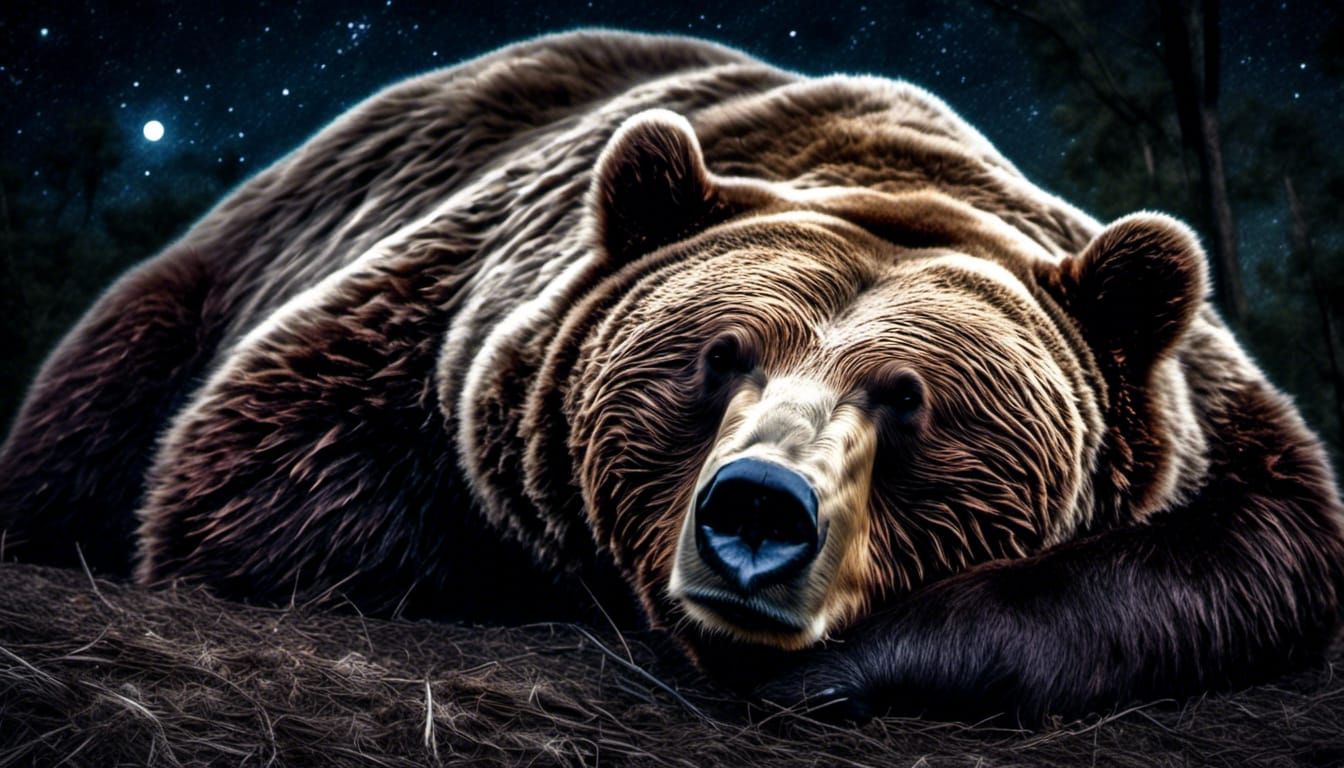 Hyperrealistic Portrait of a Sleepy Bear
