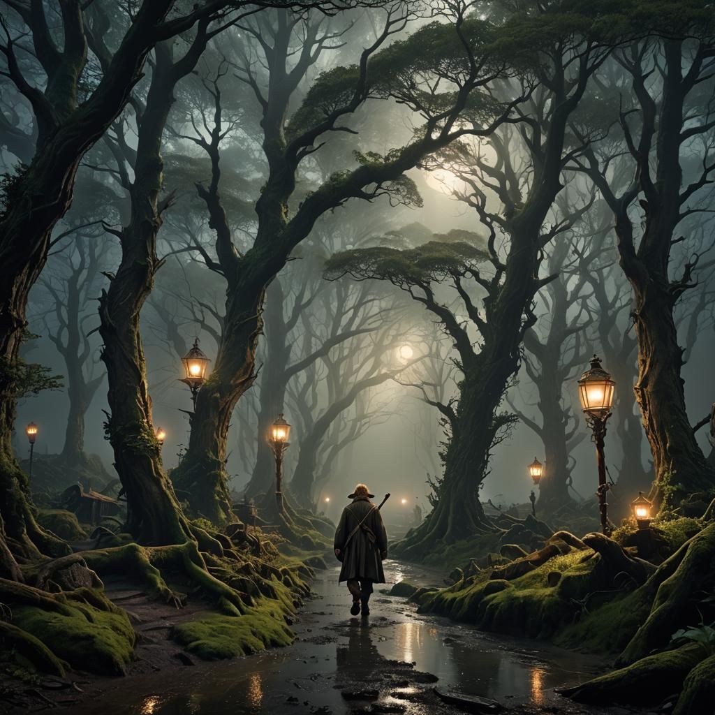 Hobbit Lost in Rainy Forest by Bergkvist Style