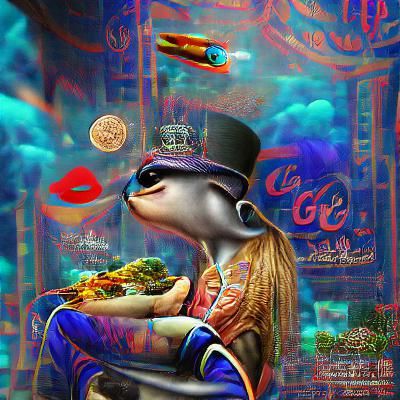 Psychedelic Steampunk Dolphin Smoking in Space