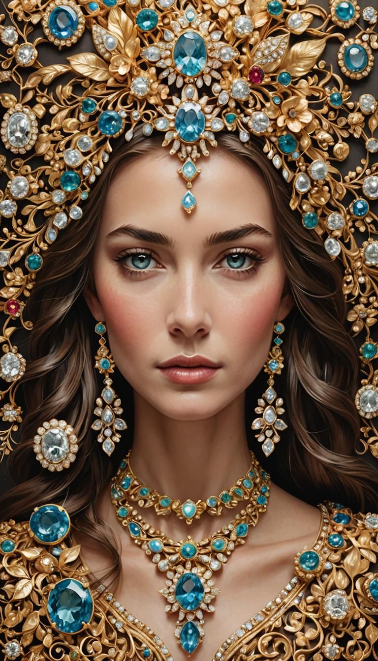 Dazzling Jewelry Portrait with Sparkling Gems