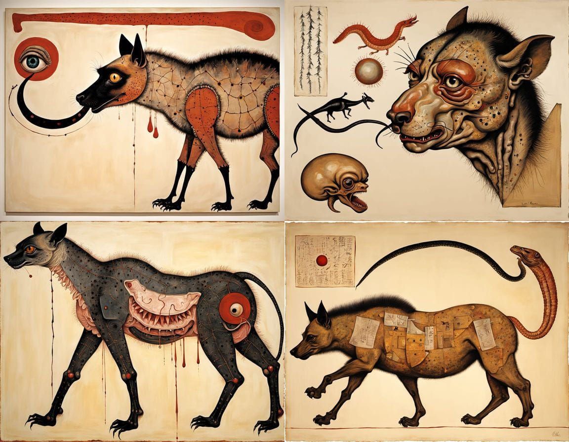 Grotesque Hybrid Creature in Expressionist Style