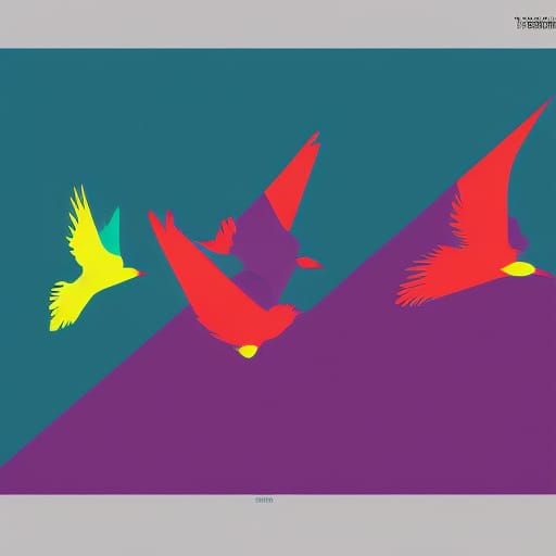 Birds in Flight: Geometric Pop Art in Triadic Colors