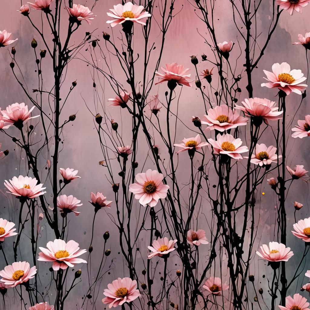Pale Pink Flowers in Claymation Watercolor Style