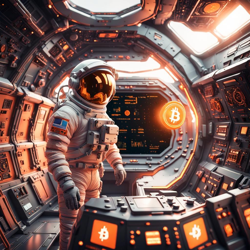 Astronaut Gazing at Nebula in Futuristic Spaceship