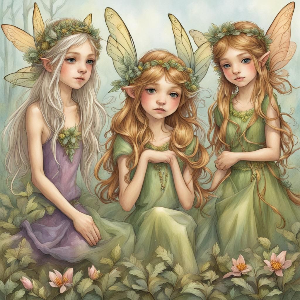 Fairies and Elves in a Fantasy Landscape