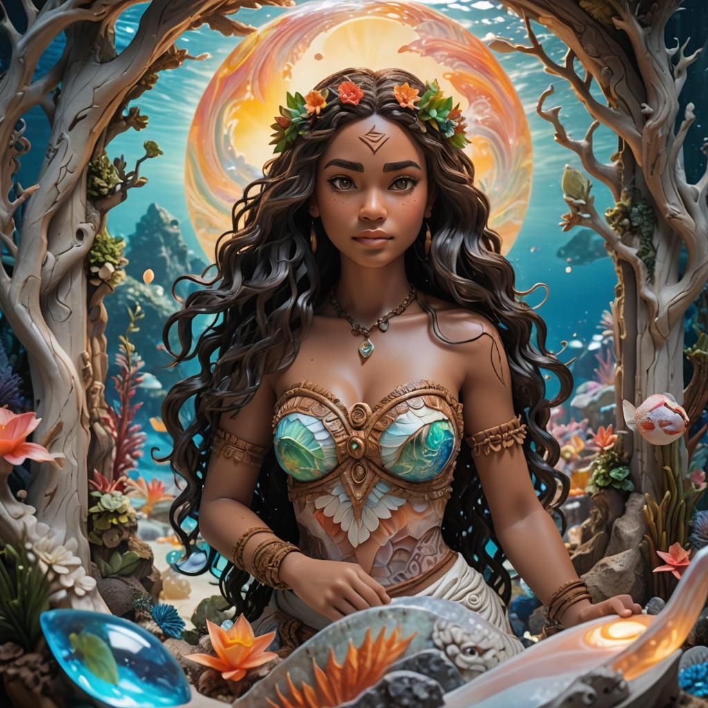 Moana Duality in Opalescent Aquarium Portrait
