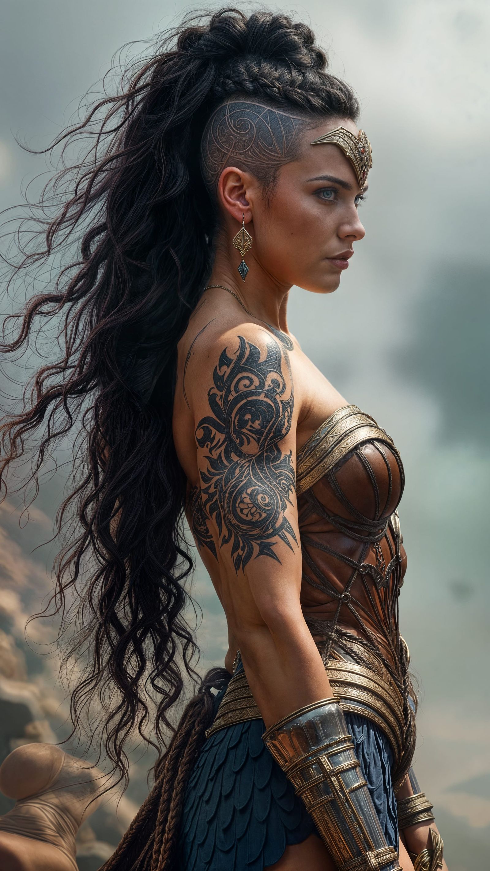 Wonder Woman with Braided Mohawk, Digital Art