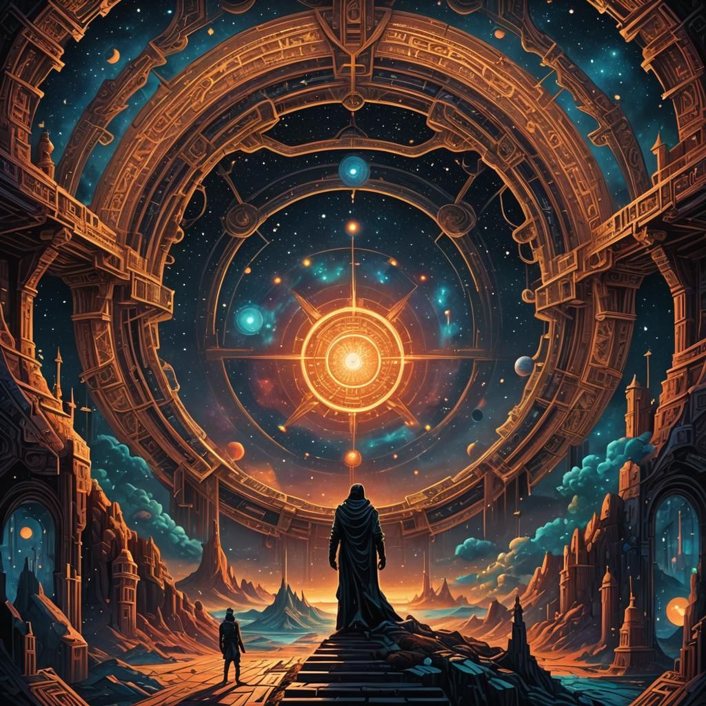 Detailed Symmetrical Scene with Volumetric Lighting